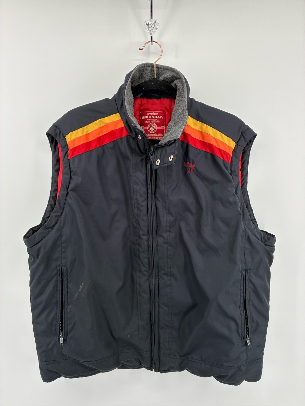 UNIONBAY Navy Vest with Red and Orange Accents